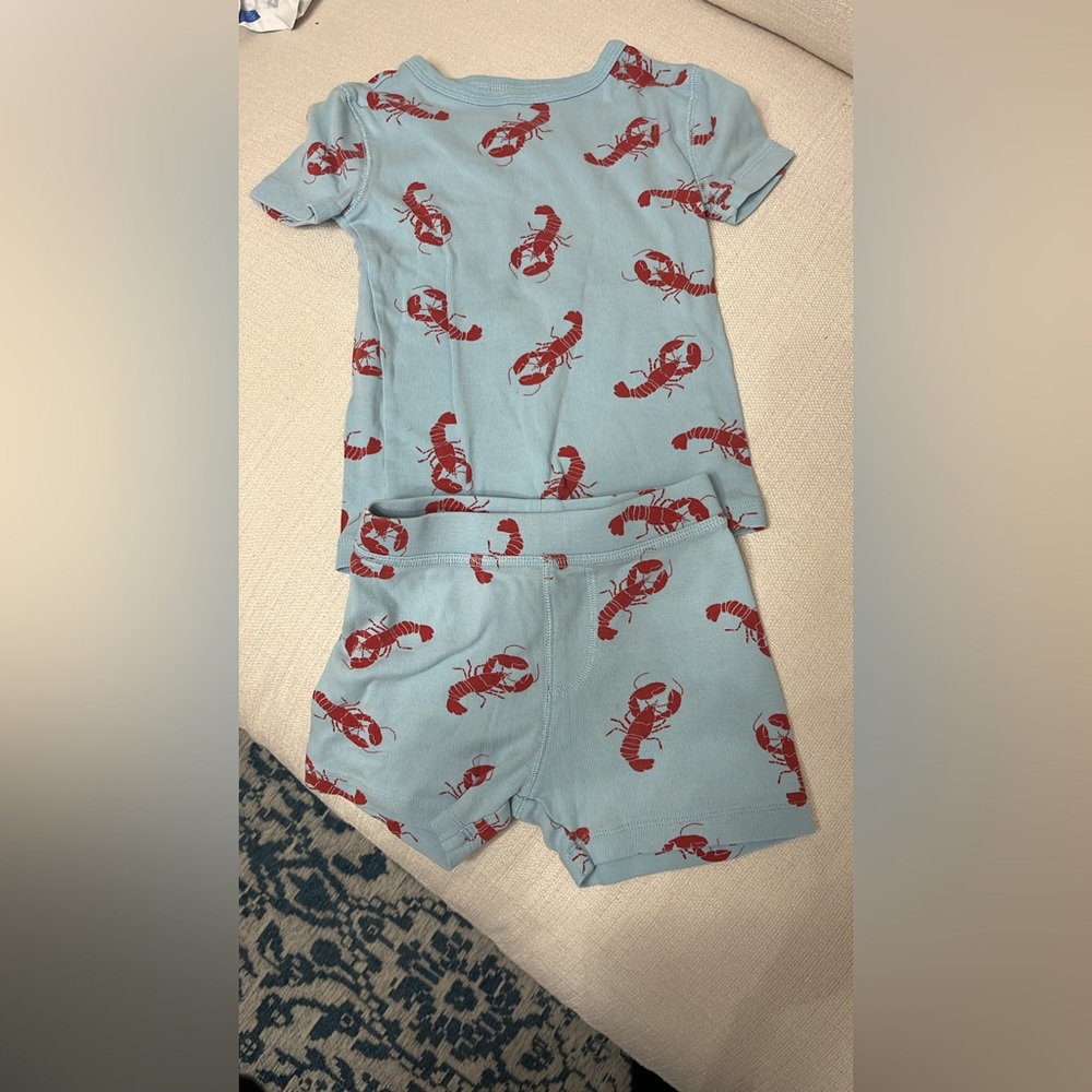 J. Crew Factory Light Blue and Red Lobster Short Sleeve Pajama Set